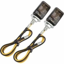Moto Clignotant Lampe, 2 Pcs Universel Moto Mini Jaune LED Clignotants Lumières Accessoire Auto(Fumer Noir),0.041kg