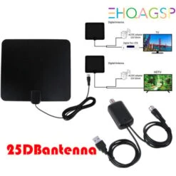 Antenne Tv Interieur Puissante, Pictek Antenne Tnt Interieur Hd Puissante, Rayon De 56 Km Ultra Plate- Fine (Noir) -Eatonrand Boutique 23056890 4