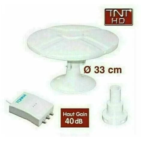 Antenne TV TNT Extérieure Omnidirectionnelle TONNA + Amplificateur Blanc - Gain Amplifiée 40 DB, Pour Camping Car, Caravane 4 Antenne TV TNT Extérieure Omnidirectionnelle TONNA + Amplificateur Blanc - Gain Amplifiée 40 DB, Pour Camping Car, Caravane – Image 2
