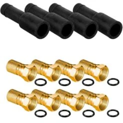 HDSAT Kit 8 Fiches F OR 7mm + 4 Manchons étanches - Connecteur Tv Tnt Satellite