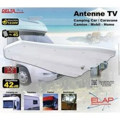 Antenne TNT VHF UHF Tonna Delta Pro - Gain Très élevé 42 DB, Pour Camping Car, Caravane, Camion, Maison