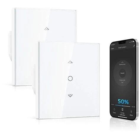 HIASDFLS 【Fonction Pourcentage】Interrupteur Volet Roulant Connecté, Commutateur Rideau Intelligent Alexa Google Home,Interrupteur Volet Roulant Wifi,Contrôle À Distance/Minuterie,Fil Neutre Requis 2P- 3 HIASDFLS 【Fonction Pourcentage】Interrupteur Volet Roulant Connecté, Commutateur Rideau Intelligent Alexa Google Home,Interrupteur Volet Roulant Wifi,Contrôle À Distance/Minuterie,Fil Neutre Requis 2P-