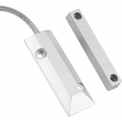 Détecteur De Capteur De Contact Magnétique Alarme Pour Porte Fenêtre En Métal Detecteur D'ouverture De Porte Système D'alarme De Sécurité Avec Câble Kit De Sécurité De Garage Domestique 1 Jeu Oi-FRIS